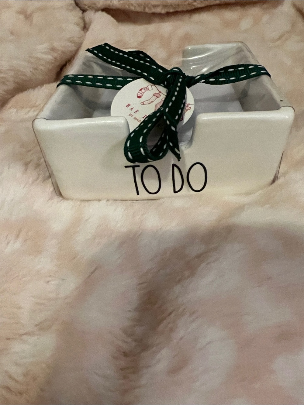 Rea Dunn office 'TO DO' Desk Organizer with Green Ribbon